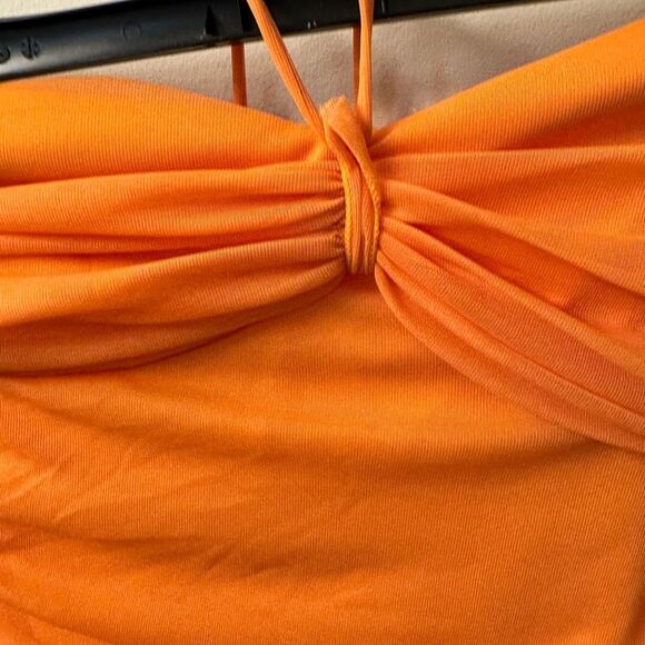 Elegant Orange Halter Dress - Picture 2 of 5